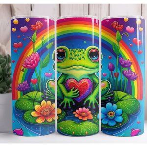 Frog Rainbow Custom 20oz Skinny Stainless Steel Tumbler